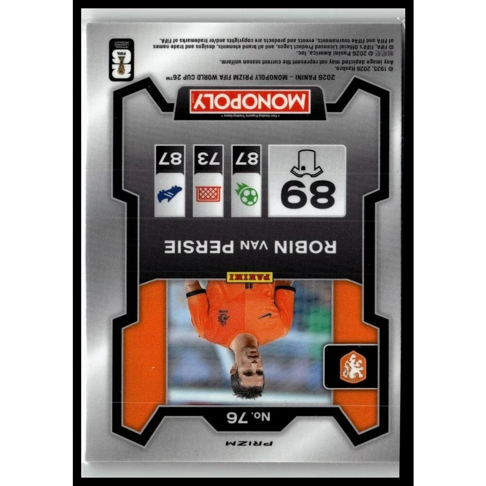 2026 Panini Prizm Monopoly Cup Robin van Persie #76 Netherlands Silver Prizms